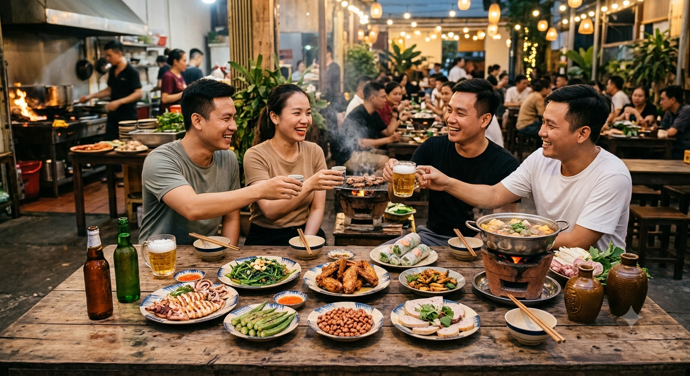 Thực đơn món nhậu phong phú và sự kết hợp hoàn hảo với thức uống